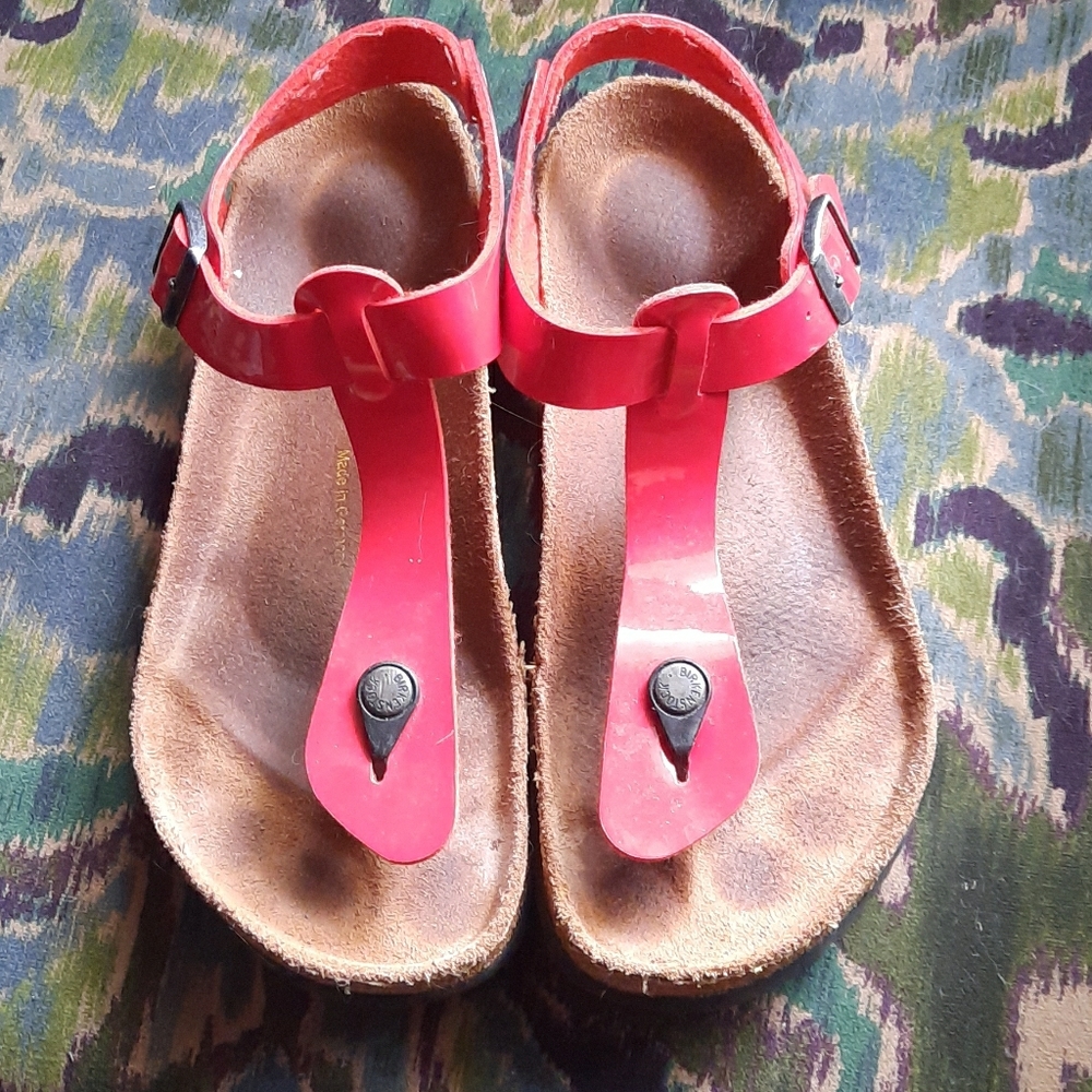 Red Birkenstock sandals